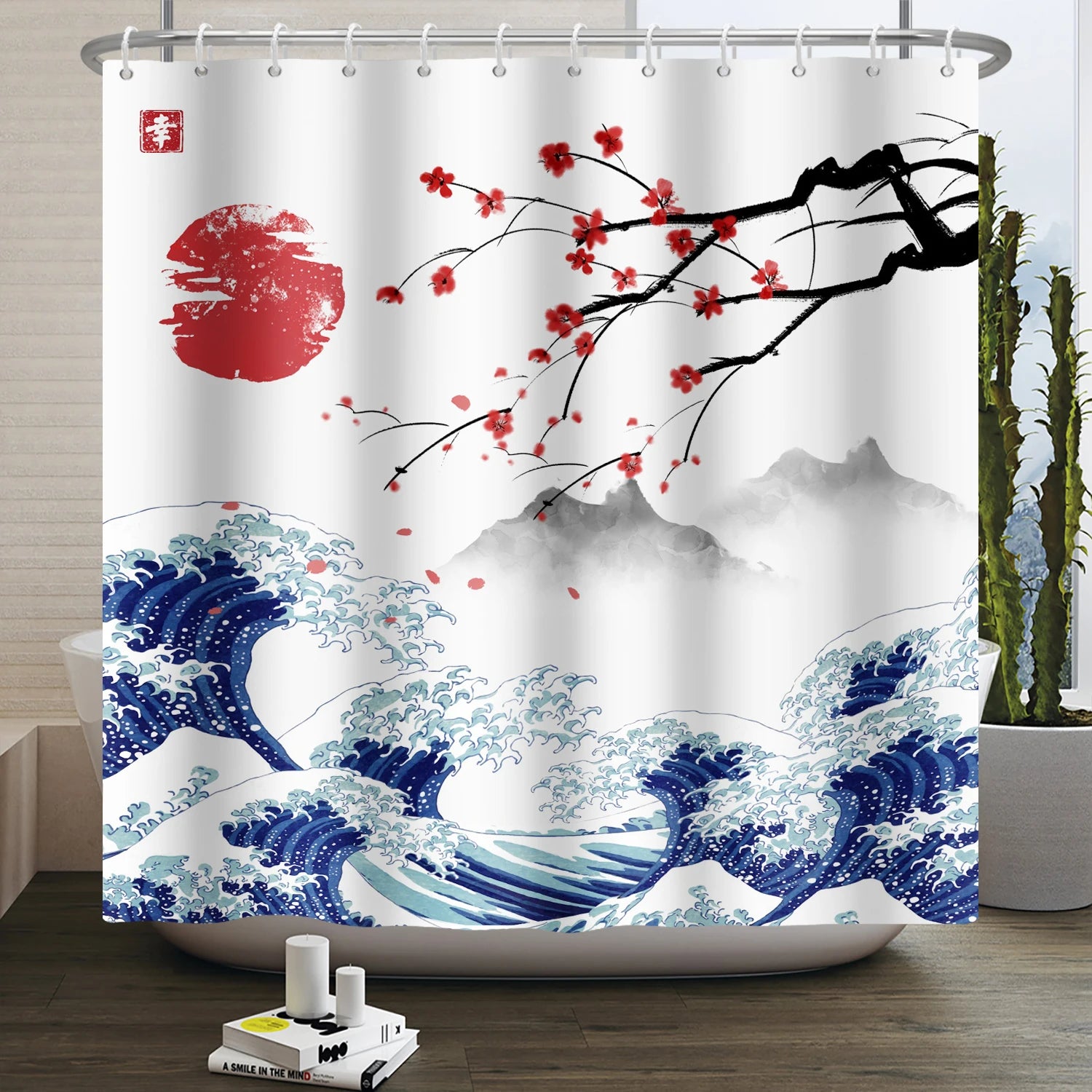 Rideau de Douche Japonais fleur 