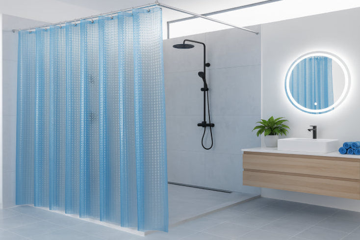 Rideau de Douche Transparent Bleu grand 