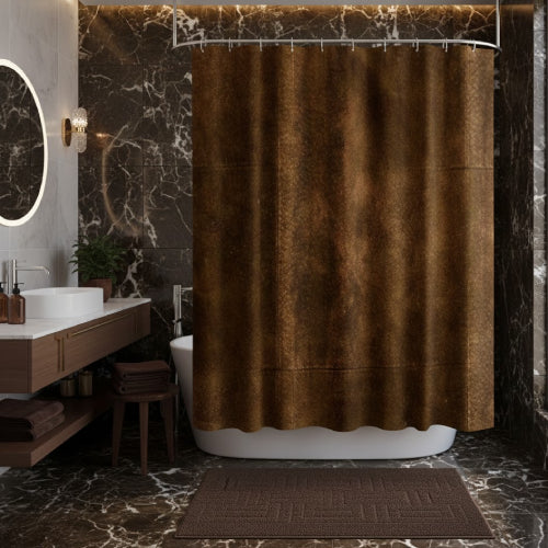 Rideau de Douche rustique Marron tabouret 