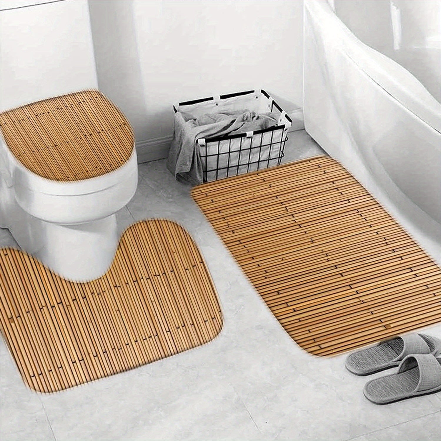 Rideau de Salle de Bain  Bambou chaussures 