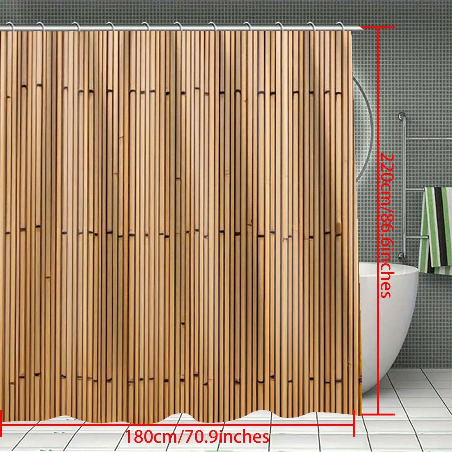 Rideau de Salle de Bain  Bambou  marron 