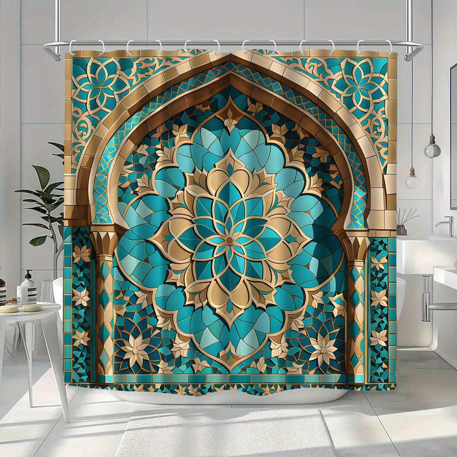 Rideau de bain fleur de lotus baignoire 