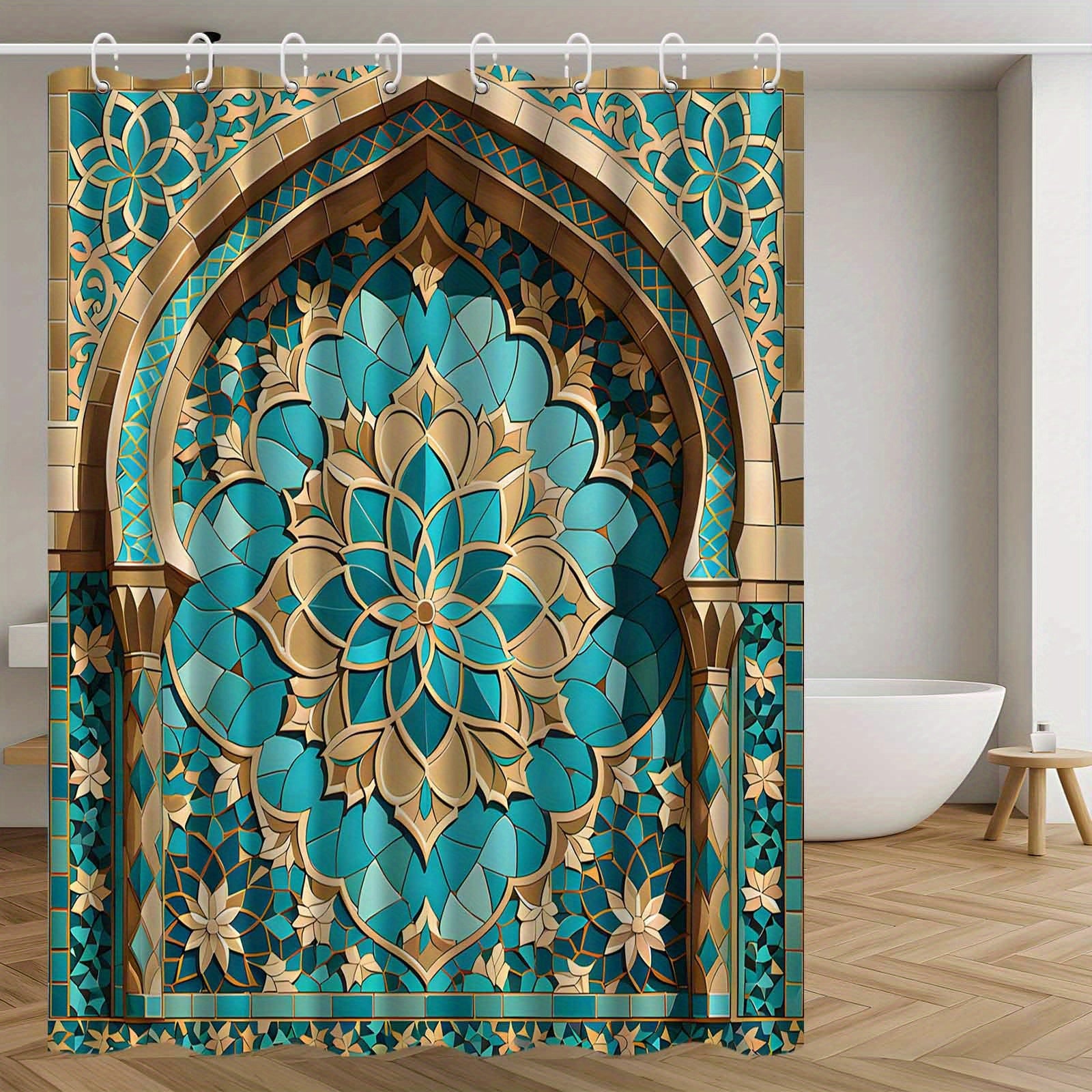 Rideau de bain fleur de lotus bleu 