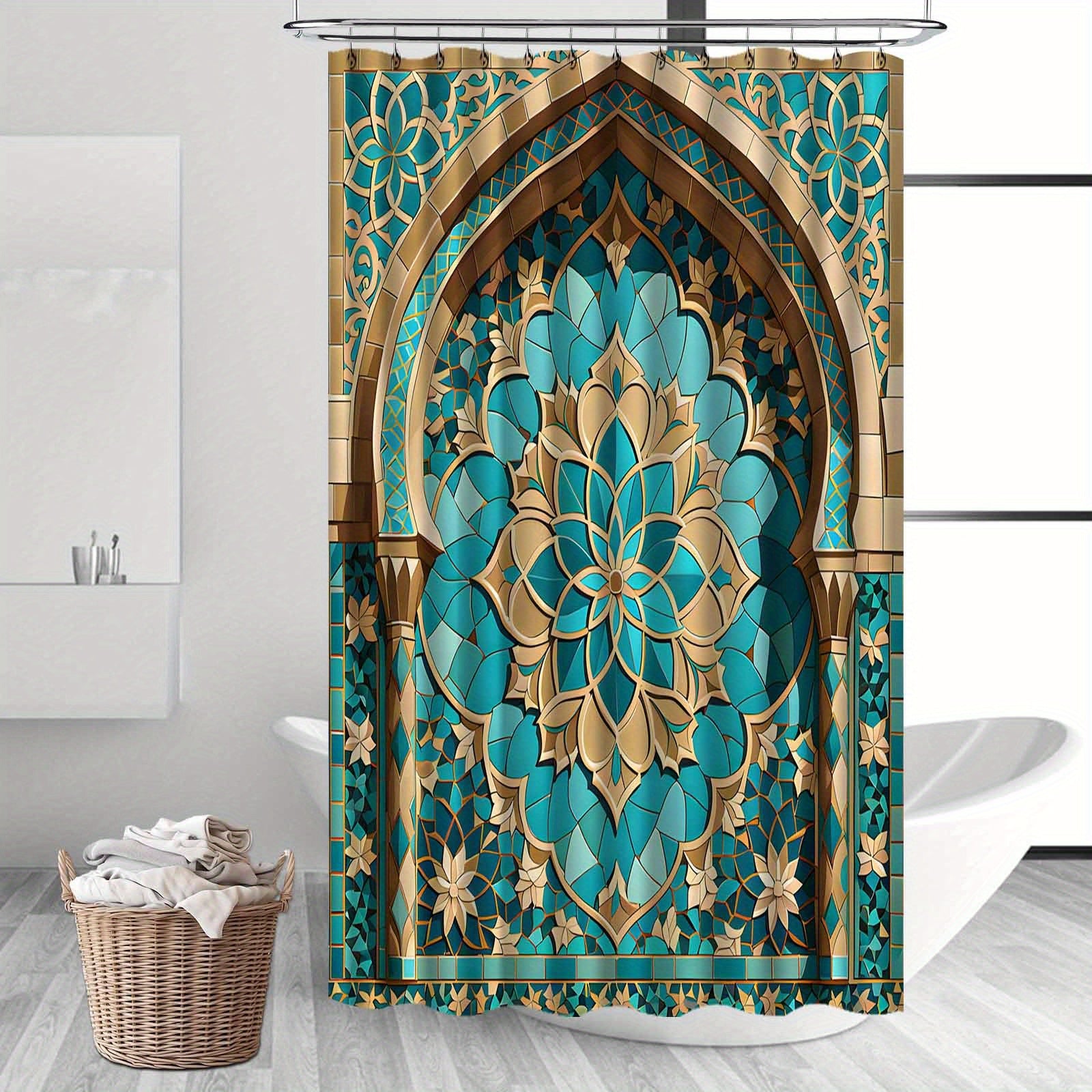 Rideau de bain fleur de lotus douche 