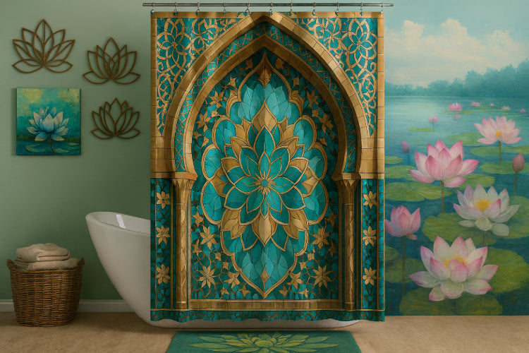 Rideau de bain fleur de lotus fleurs 