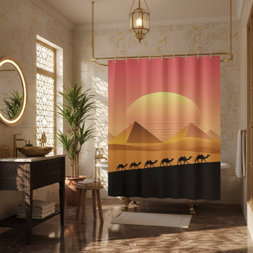 Rideau de bain les pyramides plante 