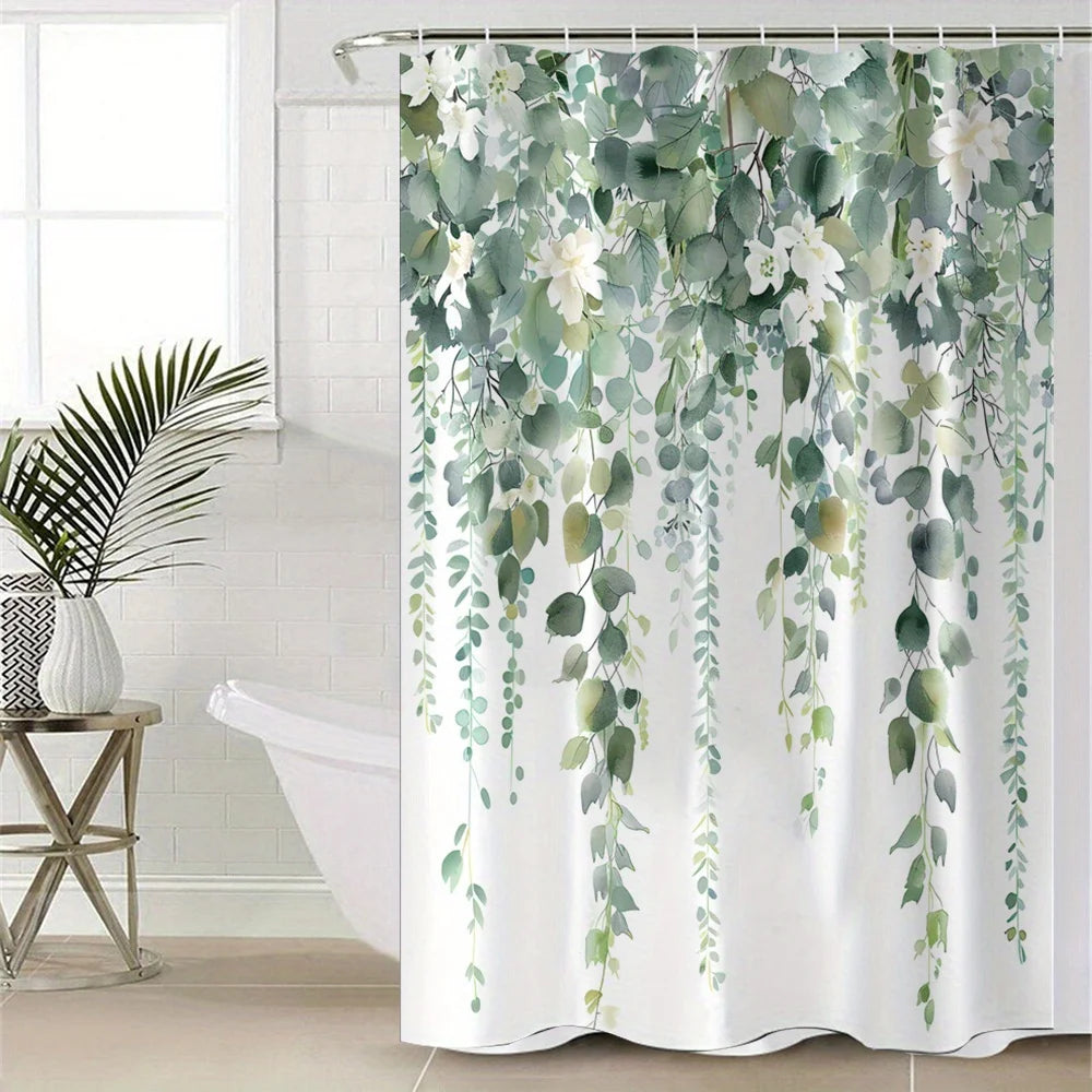 Rideau de douche Cascade de fleurs blanc 