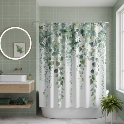 Rideau de douche Cascade de fleurs plante vert 