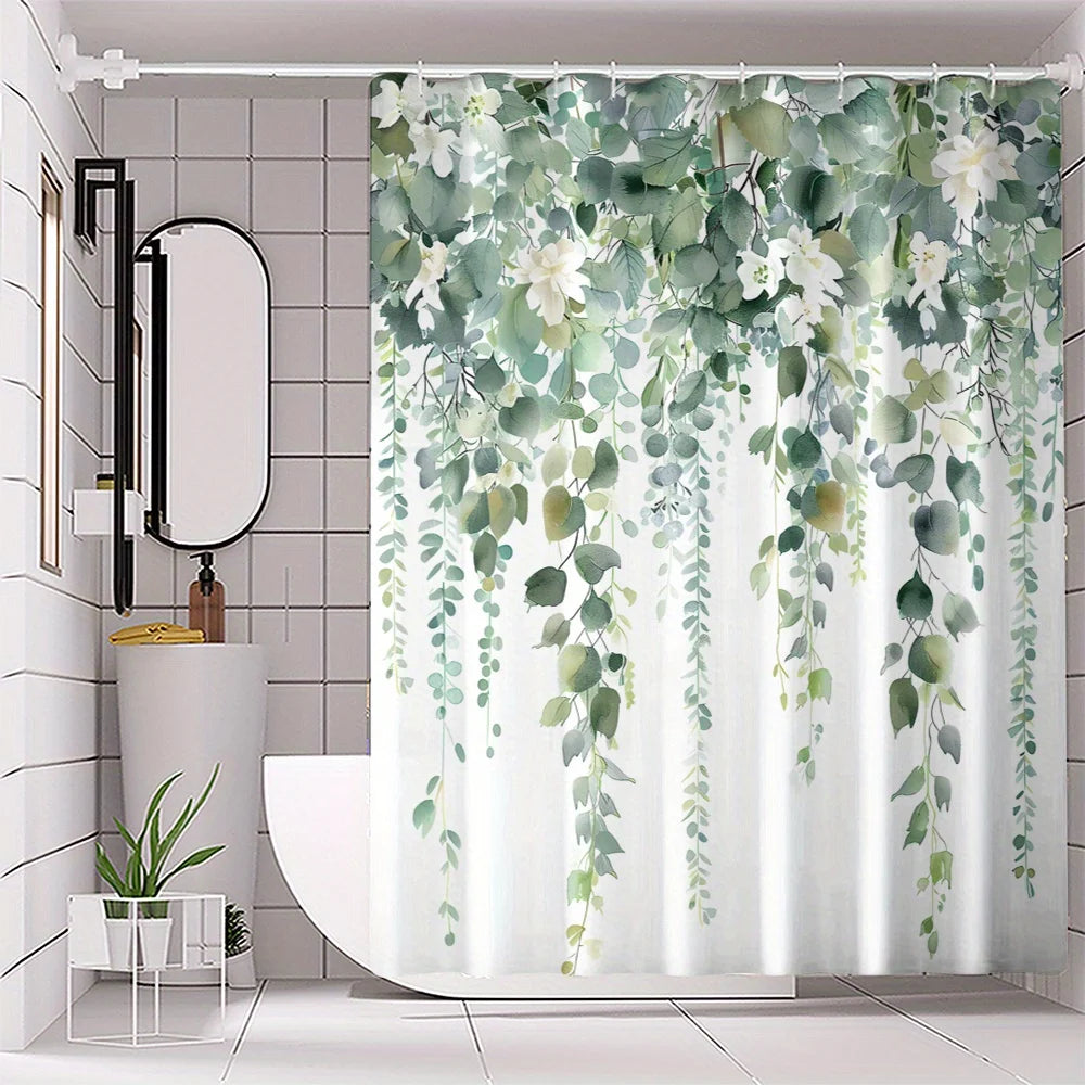 Rideau de douche Cascade de fleurs vert 