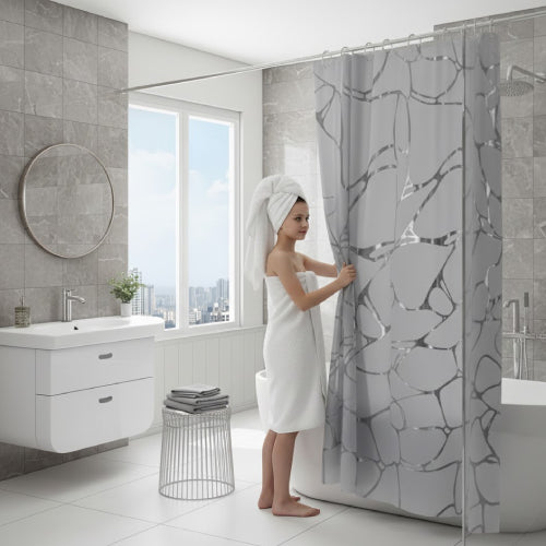 Rideau de douche design argent 