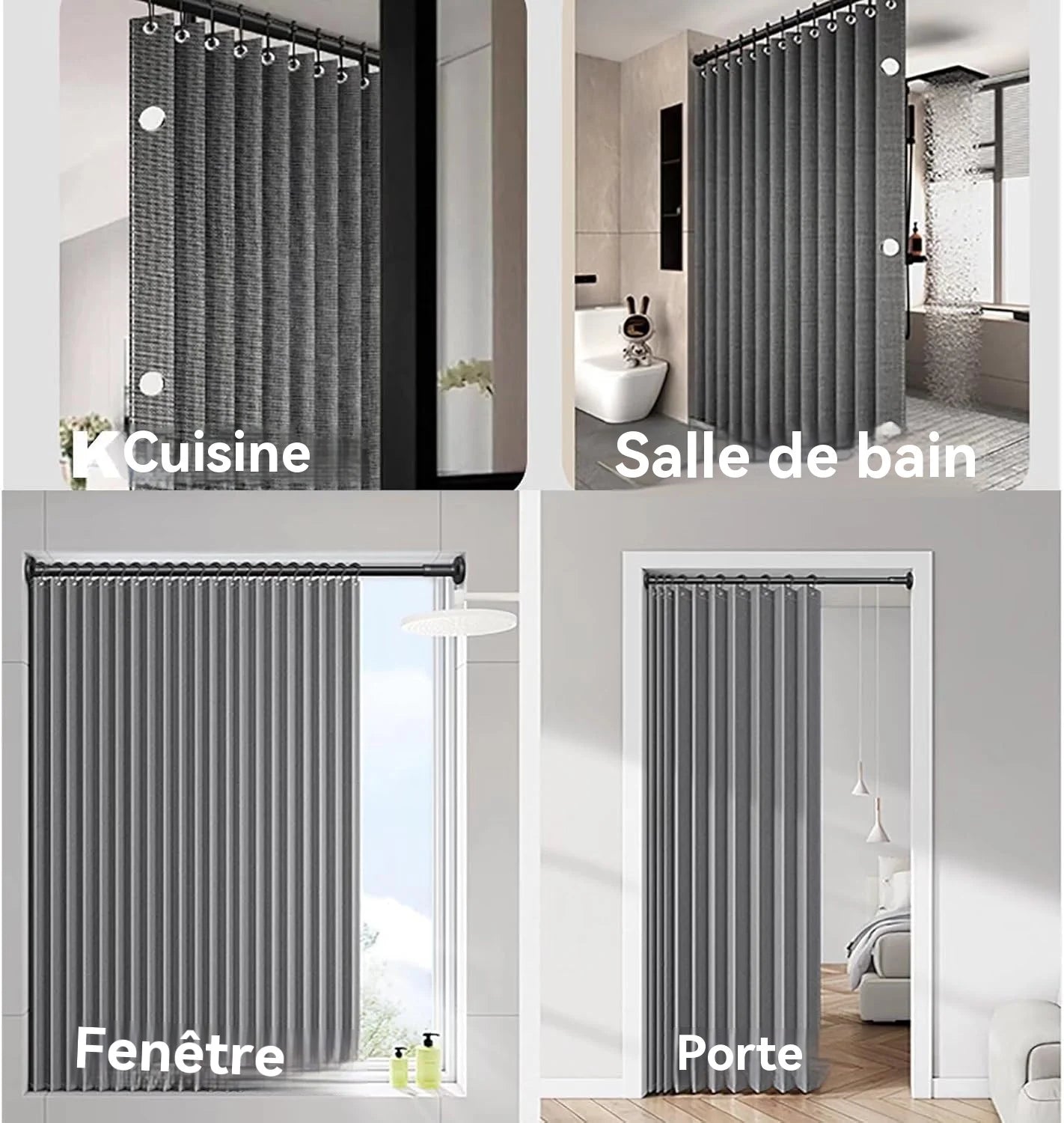 Rideau de douche en lin cuisine 