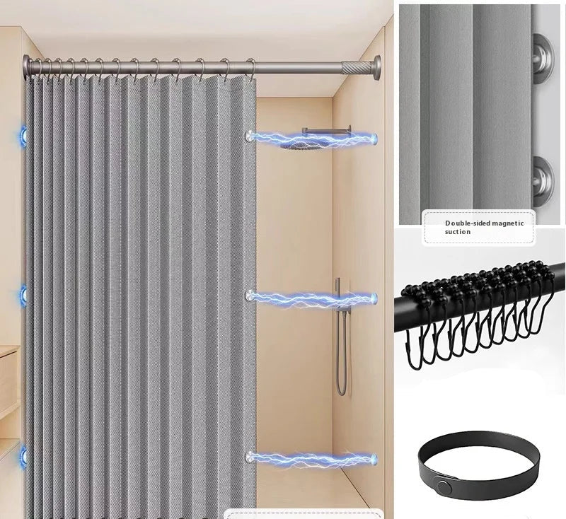 Rideau de douche en lin gris 