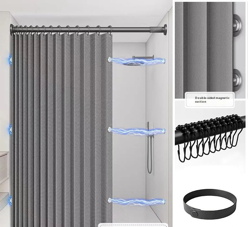 Rideau de douche en lin gris foncé 