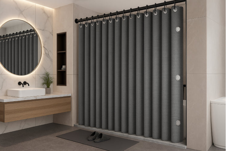 Rideau de douche en lin tapis 