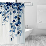Rideau de douche feuilles bleu canard - Vignette | Douceur De Bain