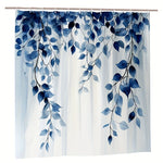 Rideau de douche feuilles bleu canard - Vignette | Douceur De Bain