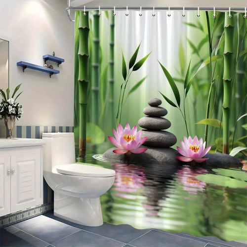 Rideau de douche fleur de Lotus toilettes 