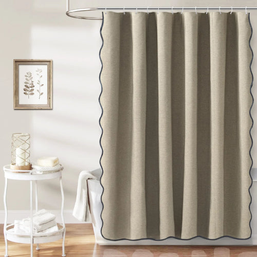 Rideau de douche imperméable 14 couleurs avec bord ondulé table 