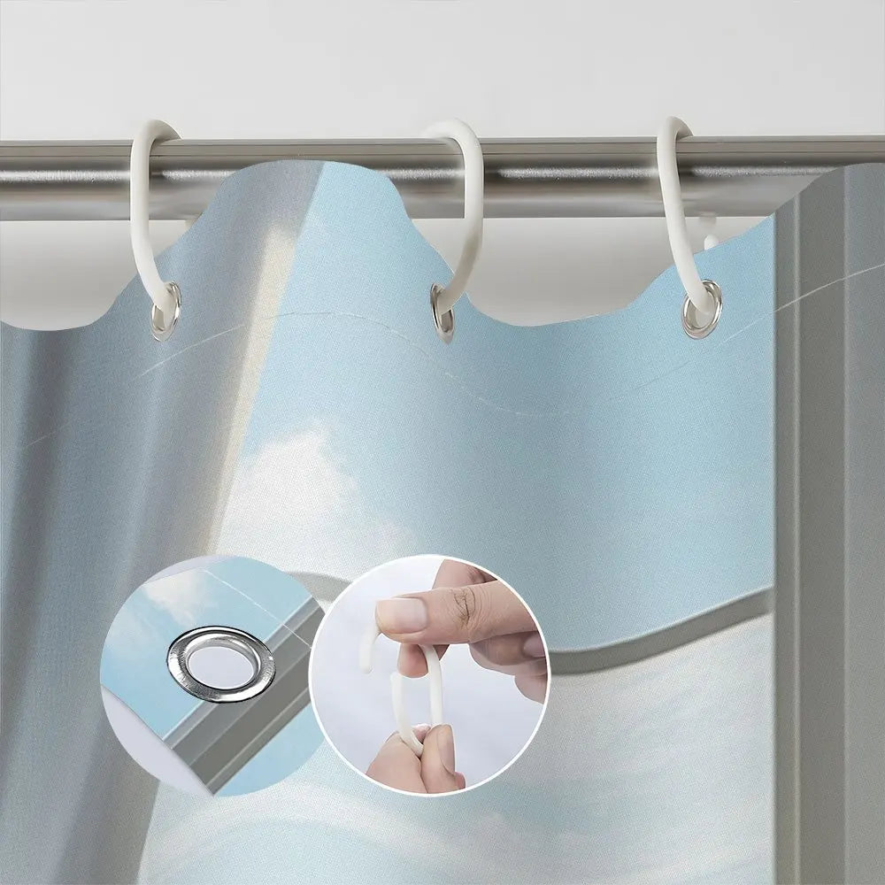 Rideau de douche imperméable à vue sur le bord de mer doigt 