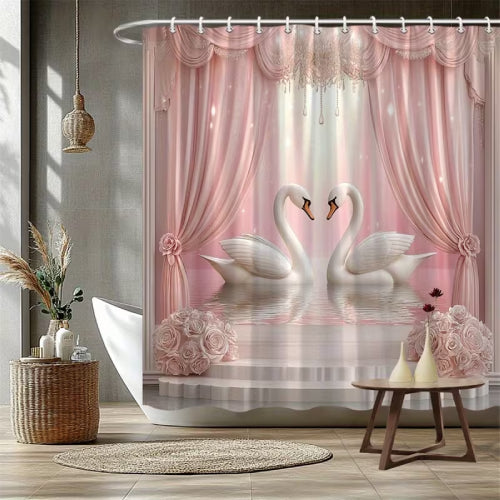 Rideau de douche élégant Cygnes tapis 
