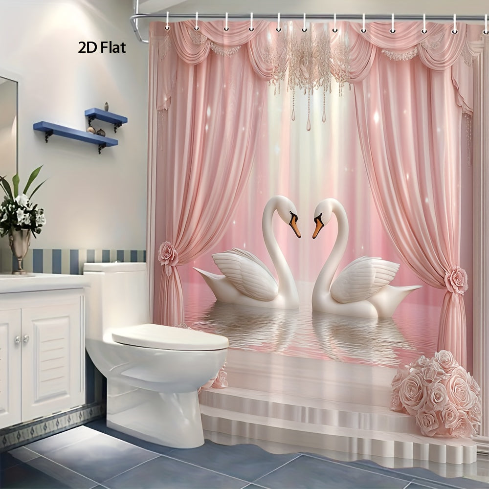 Rideau de douche élégant Cygnes toilettes