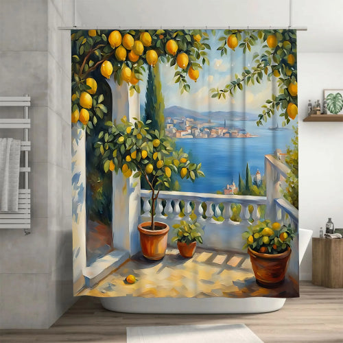 Rideau de douche méditerranéen baignoire 