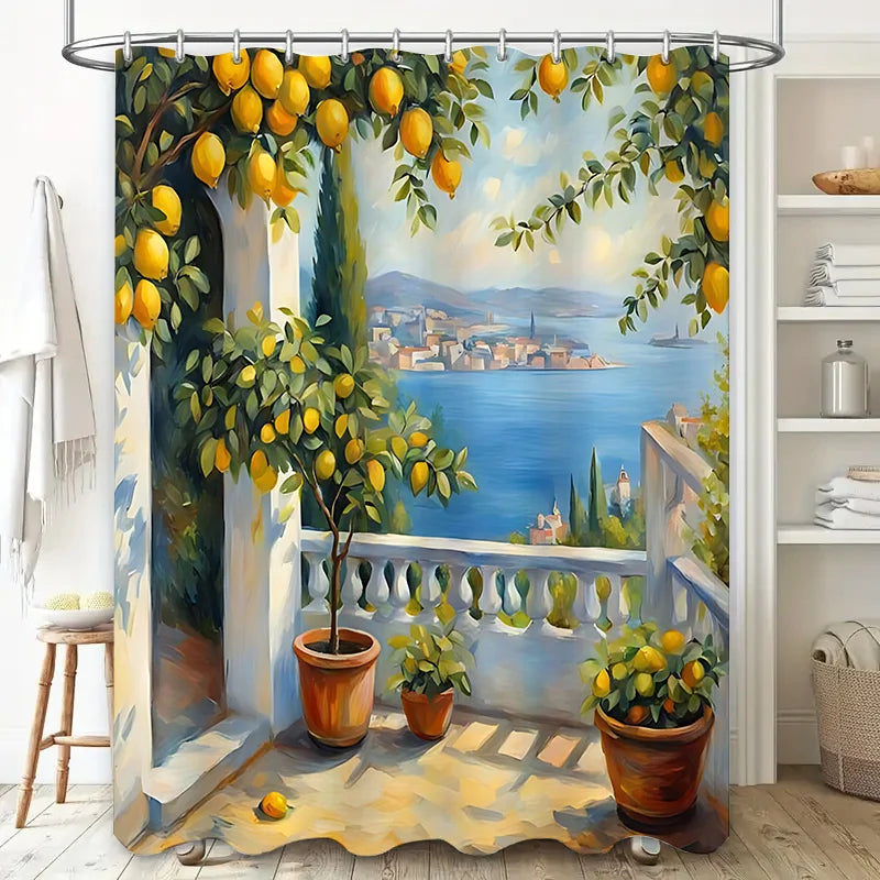 Rideau de douche méditerranéen mer 