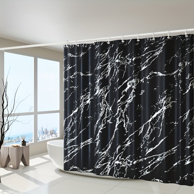 Rideau de douche marbre noir argent 