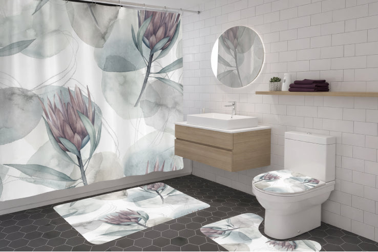 Rideau et Tapis Floraux Élégance Royale lavabo 