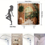 Rideaux de douche en terracotta plantes tropical - Vignette | Douceur De Bain