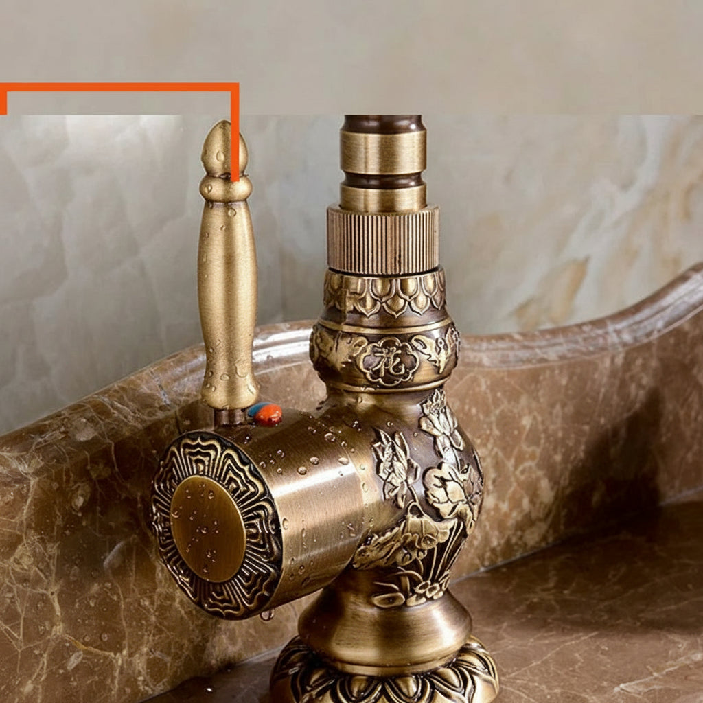 Robinet de Salle de Bain Vintage en Laiton Antique marbre 