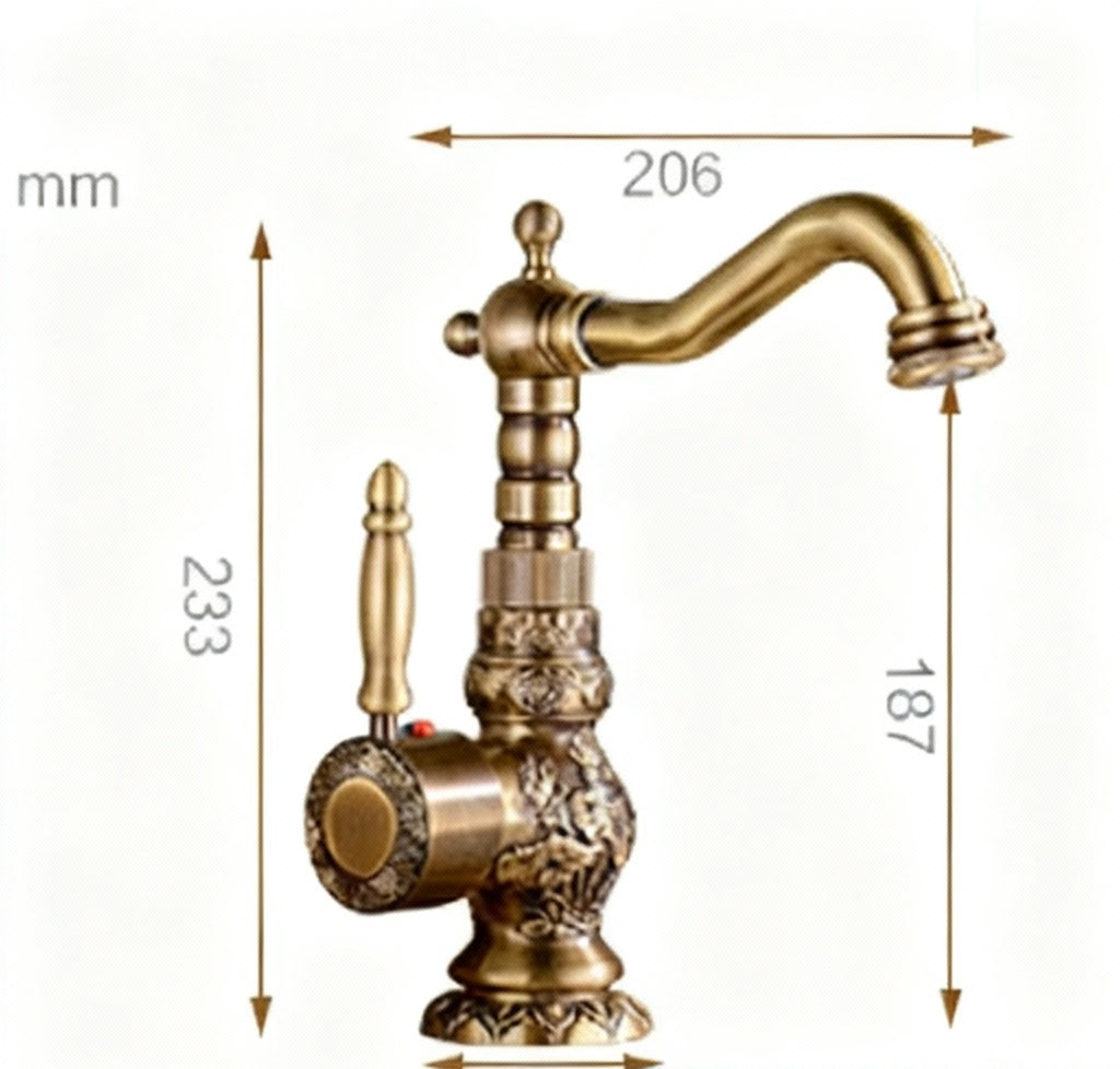Robinet de Salle de Bain Vintage en Laiton Antique  tailles 
