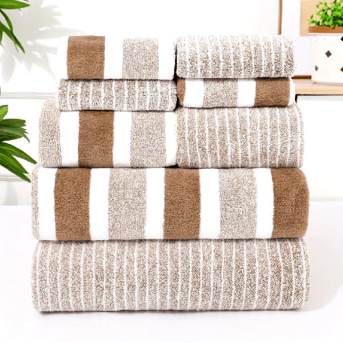 Serviettes Hôtel Royal Coton Ultra Doux Qualité Palace marron blanc 