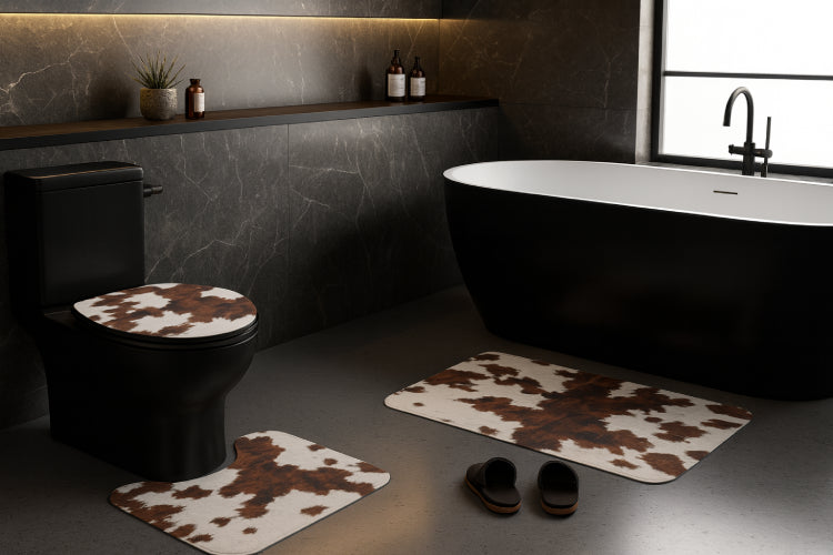 Set Tapis de Salle de Bain « Peau de Vache »  baignoire 