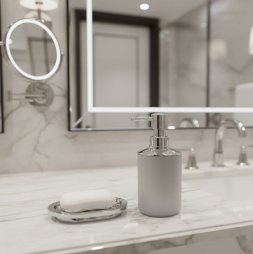 Set d’Accessoires de Salle de Bain Moderne argenté 