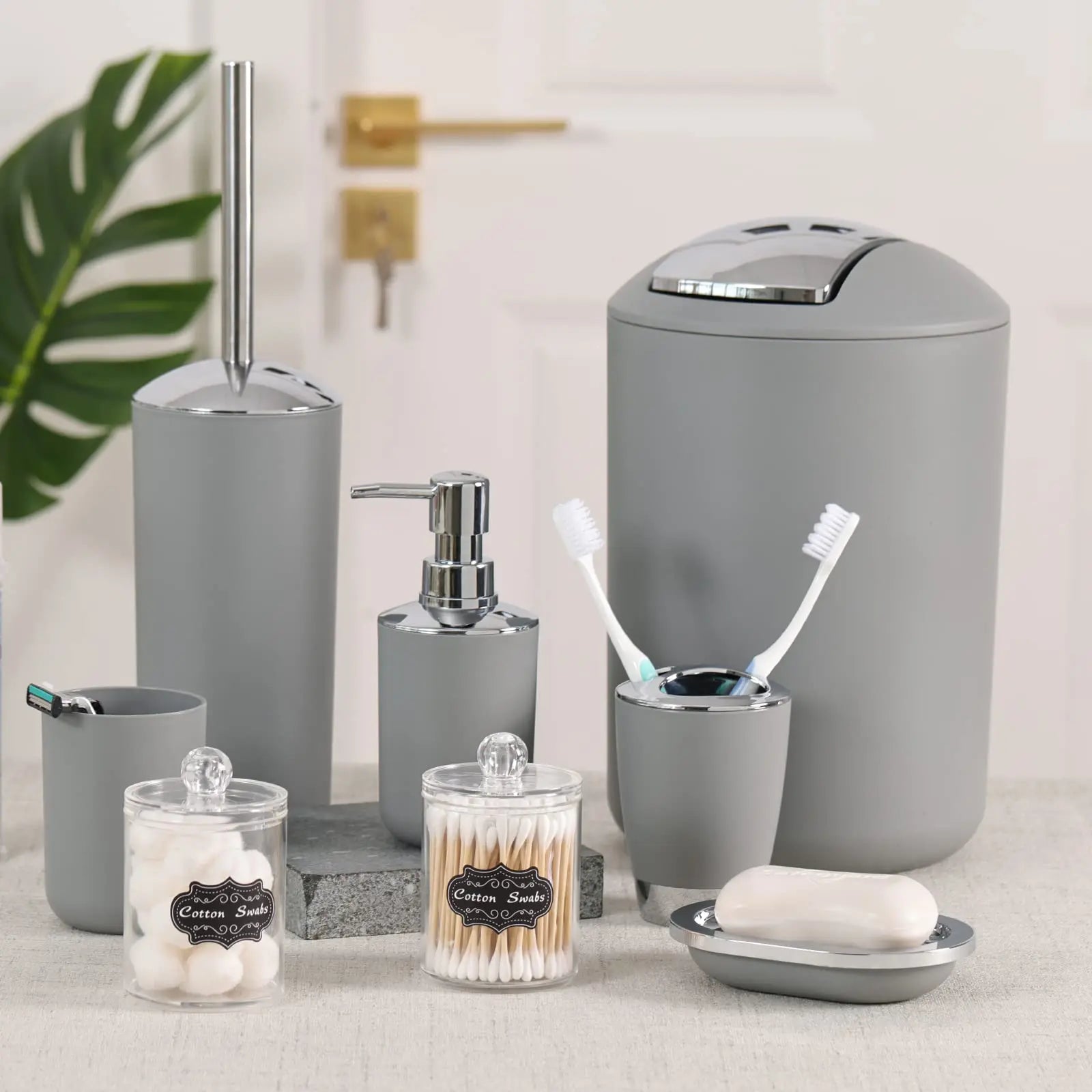 Set d’Accessoires de Salle de Bain Moderne gris 