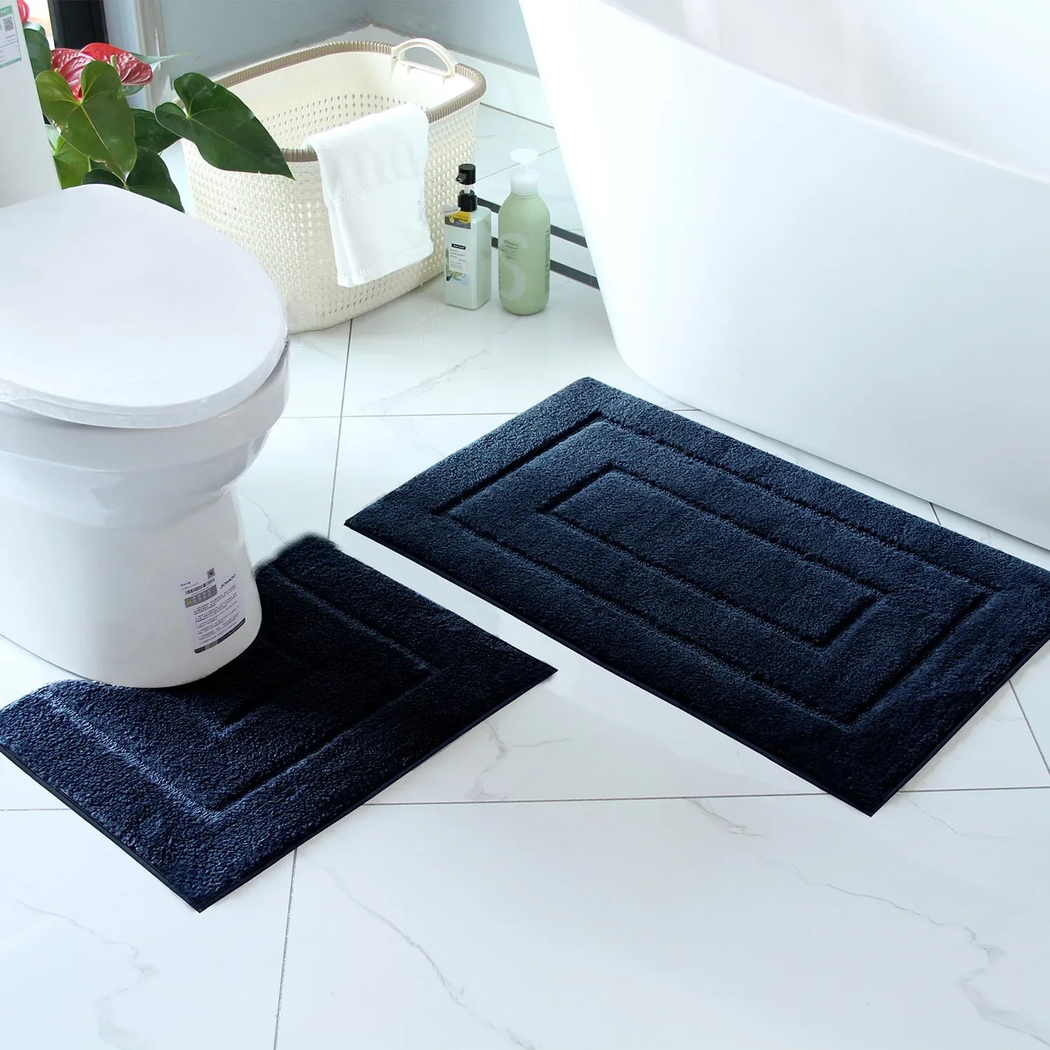 Tapis absorbant pour baignoire bleu nuit 