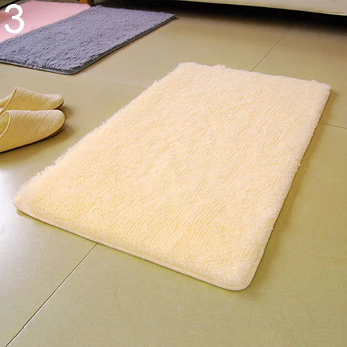 Tapis antidérapant doux couleur bonbon blanche