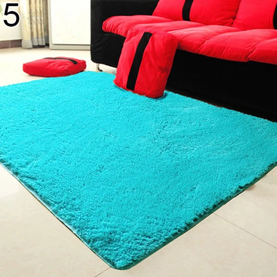 Tapis antidérapant doux couleur bonbon  bleu