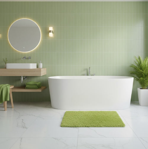 Tapis antidérapant doux couleur bonbon  vert  sol 