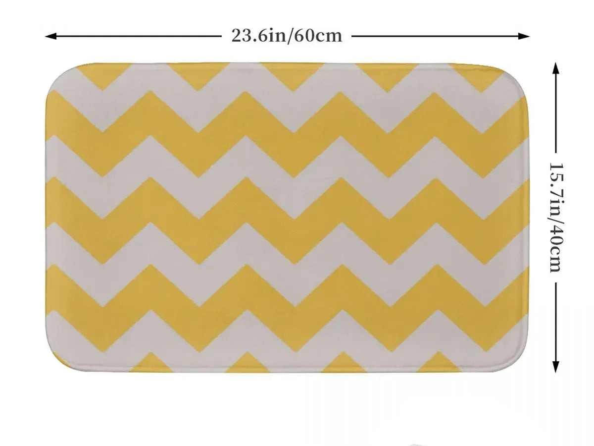 Tapis antidérapant à motif de flèches en zigzag à chevrons moutarde épicée et gris tailles