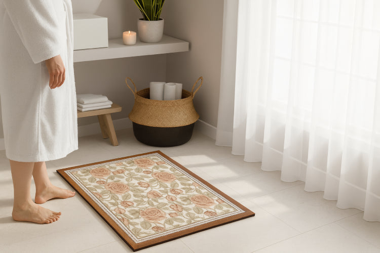 Tapis de Bain Ultra Absorbant en Diatomite  marron 