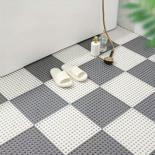 Tapis de Douche Modulable Antidérapant blanc gris 