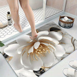 Tapis de Salle de Bain Absorbant Fleur Blanche et Dorée - Vignette | Douceur De Bain