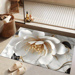 Tapis de Salle de Bain Absorbant Fleur Blanche et Dorée - Vignette | Douceur De Bain