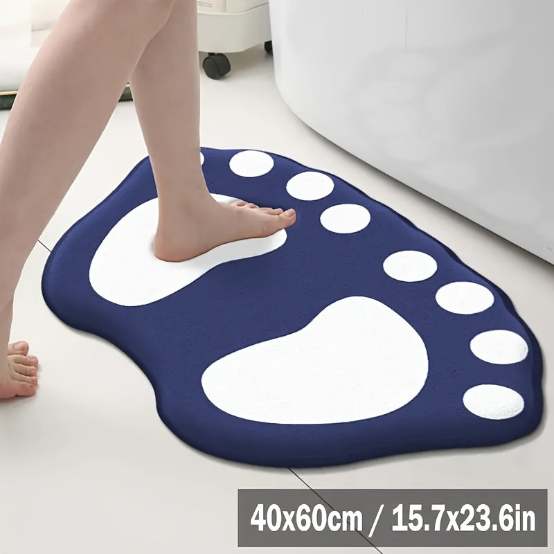 Tapis de Salle de Bain Antidérapant en Flanelle avec Motif de Pattes bleu marine 