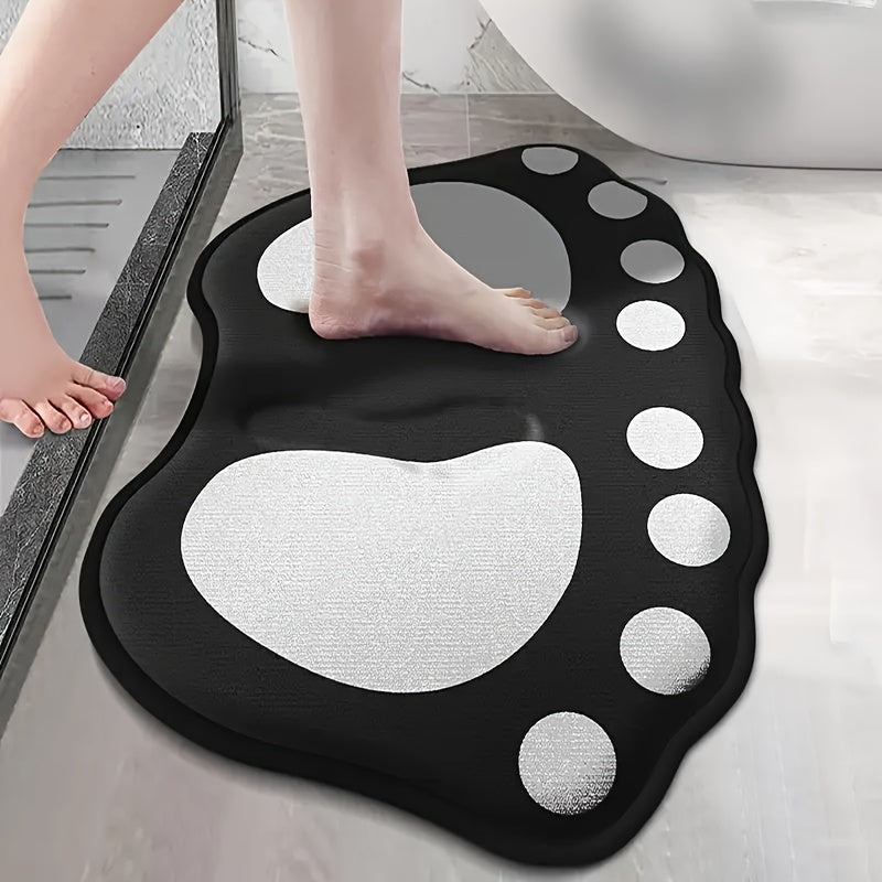 Tapis de Salle de Bain Antidérapant en Flanelle avec Motif de Pattes bleu pied 