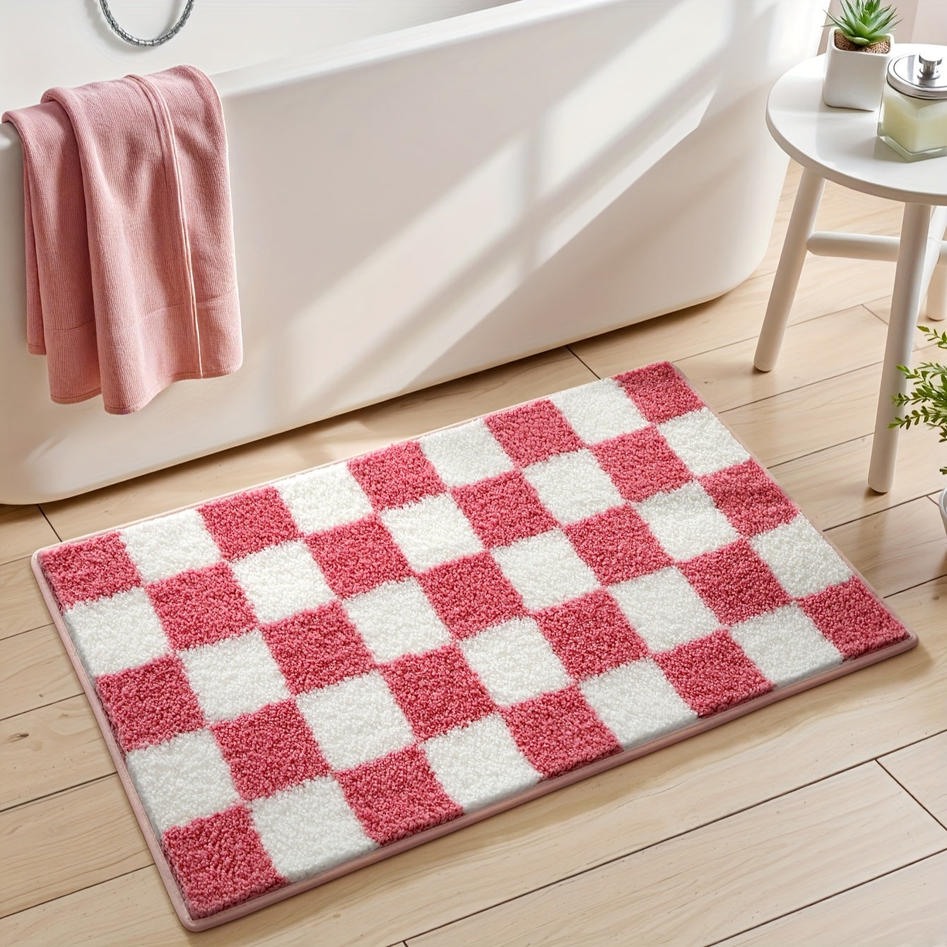 Tapis de Salle de Bain à Carreaux Absorbant Premium baignoire 