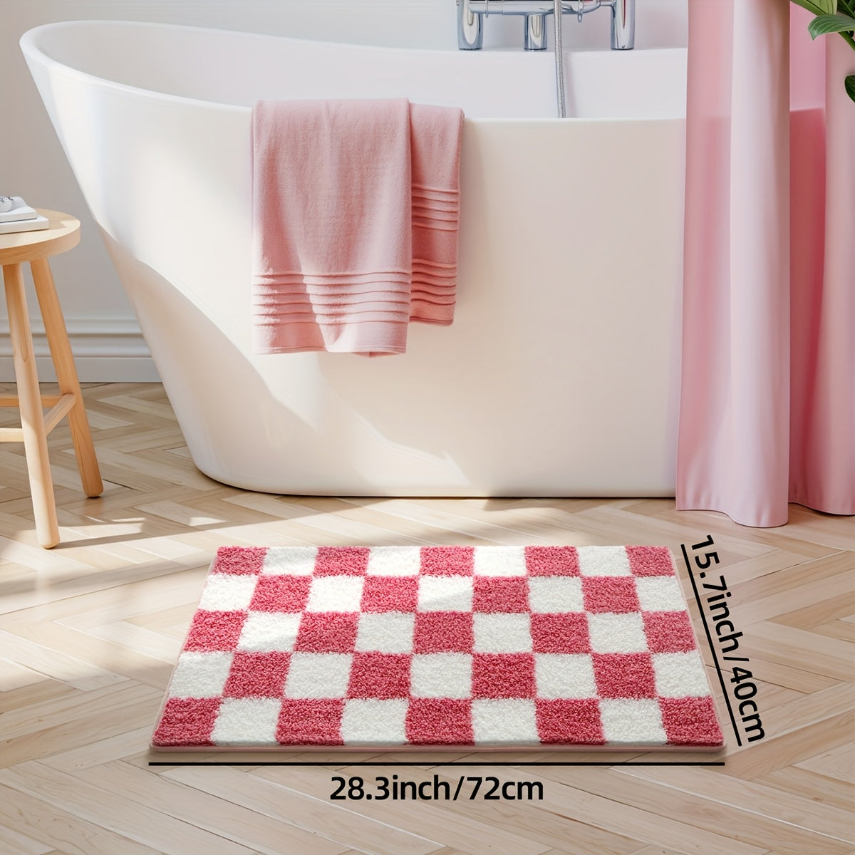 Tapis de Salle de Bain à Carreaux Absorbant Premium rose 72 m 