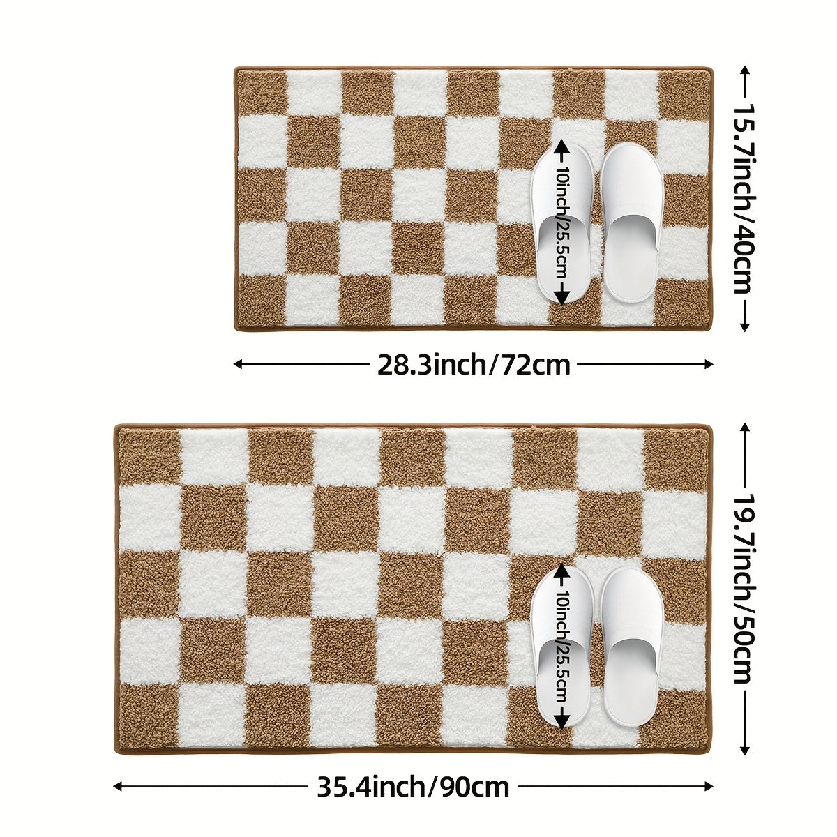 Tapis de Salle de Bain à Carreaux Absorbant Premium tailles 
